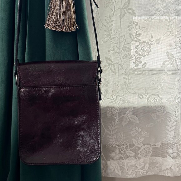 Patricia Nash Lari Small Plum Distressed Leather Crossbody Purse - Picture 2 of 12